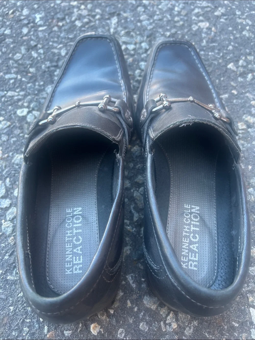 Kenneth Cole Reaction Black Leather Bit Slip-On Loafers size 9M